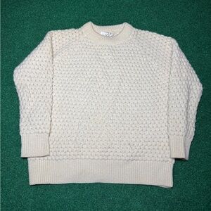 Vintage Peter Storm 100% Wool S/M 21x24 Sweater Hand Knit Popcorn Cream 60s 70s